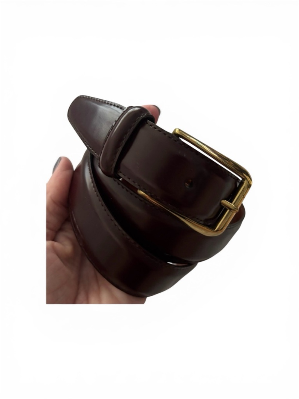 Coach Brown Leather Belt with Gold Buckle